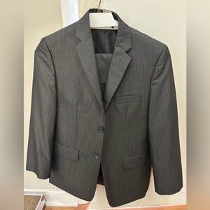 Joseph Feiss Boys Suit 16 Gray Striped Rayon Blend Single Breasted